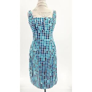 Vintage Blue Polka Dot Sleeveless Square Neck Mini Dress US 6